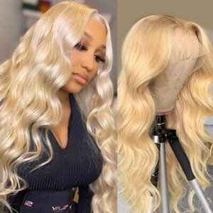 30 inch Lace Frontal Wig Blonde Lace Front Wig Human Hair Wig